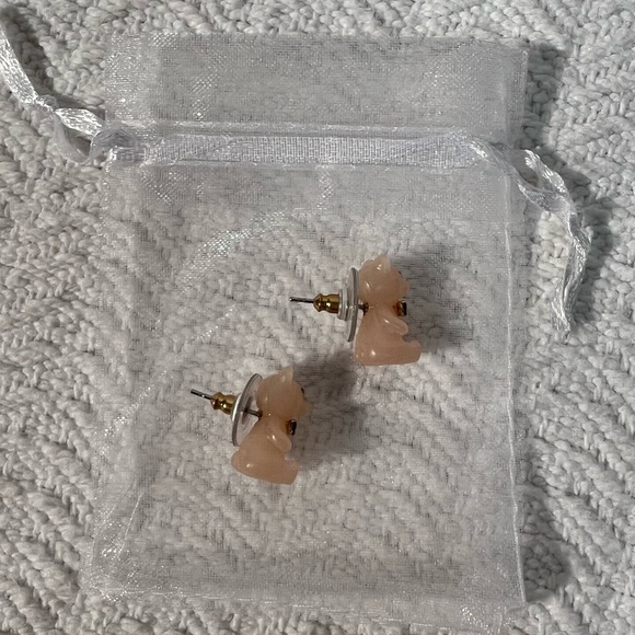 peach silver and gold bear earrings - Picture 7 of 7